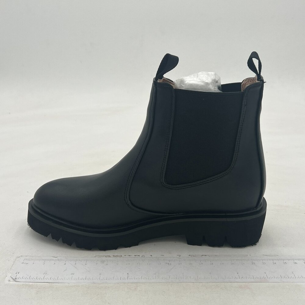 Black Chelsea Boot ClosedToe Pull On Ankle Booties Low Block Heeled Basic Shoes